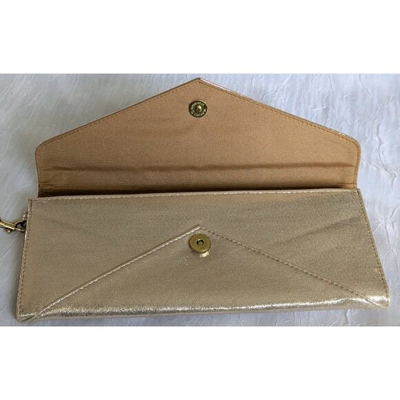 Jessica Simpson Envelope Clutch Gold Wristlet Pocketbook Shimmery Wallet Bag Y2K - Picture 2 of 16